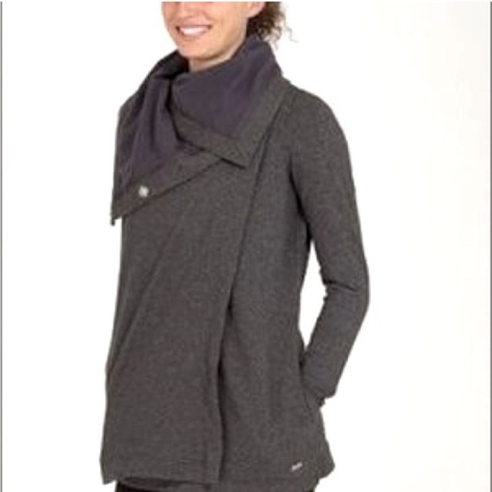 Lululemon Savasana Wrap Gray Draped Open-Front Trench Cardigan Size 8 Travel Gym